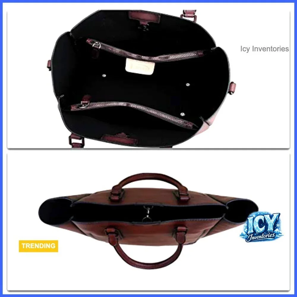 Genuine Leather Handbag Tote Satchel Shoulder Bag Vintage Handmade